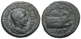 Thrace, Deultum. Maximinus I, AD 235-238. AE. 8.14 g. 24.82 mm.
Obv: IMP MAXIMINVS PIVS AVG; laureate, draped and cuirassed bust of Maximinus, right.
...