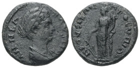 Bithynia, Prusias ad Hypium. Faustina II, AD 147-175. AE. 5.50 g. 20.52 mm.
Obv: ΑΝΝΕΑ ΦΑΥSΤΙΝΑ(sic). Draped bust of Faustina II, right.
Rev: ΠΡΟΥϹΙΕΩ...