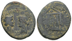 Ionia, Smyrna. Tiberius, AD 29/35. AE. 6.30 g. 25.65 mm. Magistrate: Hieronymos; Publius Petronius, proconsul.
Obv: ϹΕΒΑϹΤΗ ϹΥΝΚΛΗΤΟϹ ΖΜΥΡΝΑΙΩΝ ΙΕΡΩΝΥ...