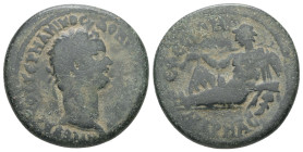 Ionia, Ephesus. Domitian, AD 81-96. AE. 8.98 g. 25.28 mm. 
Obv: ΔΟΜ[ΙΤΙΑΝΟϹ ΚΑΙϹΑΡ] ϹΕΒΑϹΤΟϹ ΓΕΡΜΑΝΙΚΟϹ. laureate head of Domitian, right.
Rev: ΕΦΕϹΙΩ...
