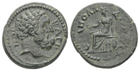 Lydia, Bagis. Pseudo-autonomous. Time of Marcus Aurelius, AD 161-180. AE. 4.23 g. 18.81 mm. Apollodoros, stephanephoros (and hiereus?) for the second ...