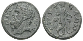Lydia, Maeonia. Pseudo-autonomous. Time of Septimius Severus, AD 193-211. AE. 4.30 g. 18.58 mm. Damas II, grandson of Sabinianus, first archon for the...