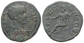 Phrygia, Acmonea. Gordian III, 238-244 AD. AE. 4.91 g. 24.54 mm.
Obv: ΑΥΤ Κ Μ ΑΝΤ ΓΟΡΔΙΑΝΟϹ. Radiate and cuirassed bust of Gordian III, right; with go...