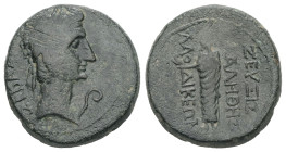 Phrygia, Laodicea ad Lycum. Augustus, 27 BC-14 AD. AE. 5.94 g. 18.83 mm. Zeuxis Philalethes, magistrate.
Obv: ΣΕΒΑΣΤΟΣ. Laureate head of Augustus, rig...