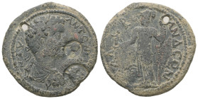 Caria, Alabanda. Caracalla, AD 198-217. AE. 11.60 g. 29.63 mm.
Obv: Μ ΑΥ ΑΝΤΩΝΕΙΝΟϹ. Laureate, draped and cuirassed bust of Caracalla, right.
Rev: ΑΛΑ...