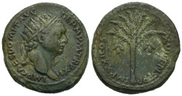 Judaea, Caesaraea Maritima. Domitian, AD 81-96. AE, Dupondius. 15.40 g. 28.18 mm.
Obv: IMP CAES DOMIT AVG GERM P M TR P XI. Radiate head of Domitian,...