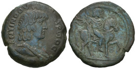 Egypt, Alexandria. Antinous, AD 134/5. AE. 13.71 g. 28.83 mm.
Obv: ΑΝΤΙΝΟΟΥ ΗΡΩΟϹ. Bare-headed and draped bust of Antinous wearing hemhem crown, righ...