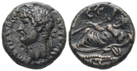 Egypt, Alexandria. Hadrian, AD 135/6. Bl, Tetradrachm. 11.14 g. 23.09 mm.
Obv: Laureate head of Hadrian, left.
Rev: L Κ. Nilus reclining, left, holdin...