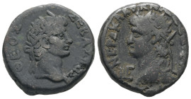 Egypt, Alexandria. Nero, with Divus Augustus. AD 66/67. BL, Tetradrachm. 12.87 g. 24.21 mm.
Obv: ΘΕΟΣ ΣΕΒΑΣΤΟΣ. Radiate head of Augustus, right.
Rev...