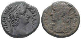 Egypt, Alexandria. Nero, AD 66/66. BL, Tetradrachm. 13.27 g. 24.01 mm.
Obv: ΤΙΒΕΡΙΟΣ ΚΑΙΣΑΡ. Laureate head of Tiberius, right.
Rev: ΝΕΡΩ ΚΛΑΥ ΚΑΙΣ Σ...