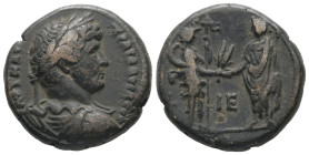 Egypt, Alexandria. Hadrian, AD 130/1. BL, Tetradrachm. 13.45 g. 23.89 mm.
Obv: ΑΥΤ ΚΑΙ ΤΡΑΙ ΑΔΡΙΑ ϹΕΒ. Laureate draped and cuirassed bust of Hadrian,...