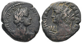 Egypt, Alexandria. Nero, LΙΔ = year 14 (AD 67/8) BL, Tetradrachm. 13.54 g. 26.64 mm.
Obv: ΝΕΡΩ ΚΛΑΥ ΚΑΙΣ ΣΕΒ ΓΕΡ ΑΥ, L ΙΔ.Radiate bust of Nero with a...