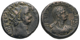 Egypt, Alexandria. Nero, AD 63/4. BL, Tetradrachm. 13.70 g. 24.38 mm.
Obv: ΝΕΡΩ ΚΛΑΥ ΚΑΙΣ ΣΕ[Β ΓΕΡ ΑΥ]. Radiate head of Nero, right.
Rev: ΠΟΠΠΑΙΑ ΣΕ...