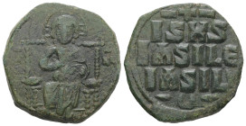Anonymous Follis, Class D. Constantine IX, AD 1042-1055. AE, Follis. 10.52 g. 27.70 mm. Constantinople.
Obv: IC – XC. Christ Pantokrator seated facing...