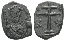 Alexius I Comnenus, AD 1081-1118. AE, Tetarteron. 1.37 g. 15.80 mm. Uncertain mint.
Obv: AΛEZI. Frontal bust of Alexios I Komnenos wearing stemma, div...