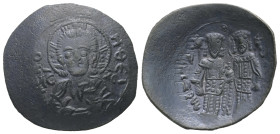 Alexius III Angelus Comnenus. AD 1195-1203. AE, Aspron Trachy. 2.20 g. 25.56 mm. Constantinople. 
Obv: Facing bust of Christ Pantokrator.
Rev: Alexius...