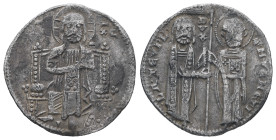 Republic of Venice. Lorenzo Tiepolo, AD 1268-1275. AR, Grosso. 2.07 g. 20.36 mm.
Obv: Facing figure of Nimbate Christ Pantocrator, enthroned, IC XC fi...