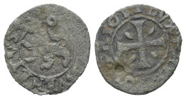 Italian States. Venice. Lorenzo Priuli, AD 1556-1559. AE, Carzia. 0.49 g. 13.16 mm.
Obv: [✠ LAVREN] PRIOLI DVX. Cross pattee in the middle with a loze...