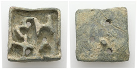 AE Early Byzantine bronze bread stamp (5th–7th century AD)
Square bronze bread stamp with four raised Greek letters. The back is plain, preserving tra...