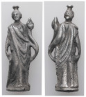 Greco-Roman silver figurine of a female deity holding a cornucopia (1st–3rd century AD)
Silver figurine, depicting a standing robed female figure wear...