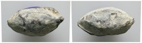 PB Greek sling bullet (4th–1st century BC)
Lead sling bullet with uncertain inscription: ΥΛ?. 
Weight: 42.34 g.
Diameter: 36.76 mm.