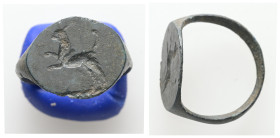 AE, Finger-ring
Bronze finger-ring; hoop slender at back.
Weight: 2.37 g. 
Diameter: 17.69 mm.