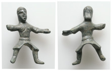 Bronze Thracian rider. Danubian to Black Sea (2nd–1st centuries BC)
A votive figure of a rider in bronze. The rider gestures with an upraised right ha...