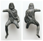 Bronze Thracian rider. Danubian to Black Sea (2nd–1st centuries BC)
A votive figure of a rider in bronze. The rider gestures with an upraised right ha...