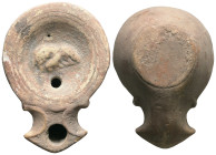 Roman terracotta lamp oil.
Weight: 60.88 g.
Diameter: 87.62 mm.