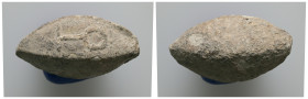 PB Greek sling bullet (c. 4th–1st century BC)
Sling bullet with the monogram ΤO.
Weight: 30.64 g. 
Diameter: 33.44 mm.