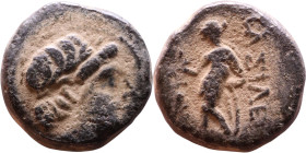 Seleukos II Kalinikos (Seleukid King: 246 - 226 BC) AE bronze. Obverse: Bust of king Reverse: Seated Apollo

12mm 2,66g

Artificial sand patina