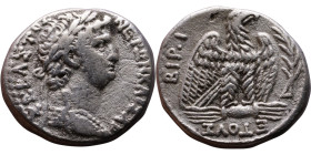 Nero (54-68) Syria: Antioch. Tetradrachm Obverse: Laureate head of Nero, right, with aegis Reverse: Eagle on thunderbolt, right; to right, dot and pal...