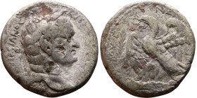 Vespasian (69-79) Syria: Antioch. Tetradrachm Obverse: Laureate head of emperor right, with aegis Reverse: Eagle on thunderbolt, right; to right, dot ...
