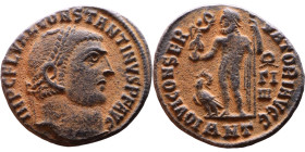 Constantinus I (306-337) follis. Obv: Cuirassed bust of emperor Rev: Jupiter standing left, chlamys across left shoulder, leaning on scepter with eagl...