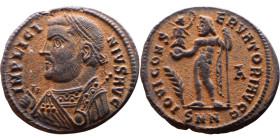 Licinius I (308-324 AD) follis. Obv: Cuirassed bust of Licinius Rev: Jupiter standing left, chlamys across left shoulder, leaning on scepter with eagl...