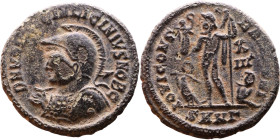 Licinius II (317-324) follis. Obv.: D N VAL LICIN LICINIVS NOB C, helmeted and cuirassed with spear across shoulder and shield bust left. Rev.: IOVI C...