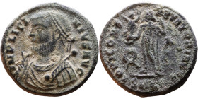 Licinius I (308-324 AD) follis. Obv: Cuirassed bust of Licinius Rev: Jupiter standing left, chlamys across left shoulder, leaning on scepter with eagl...