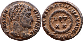 Constantinus I (306-337) follis. Obv: Cuirassed bust of emperor Rev: VOT XX

17mm 3,08g

Artificial sand patina