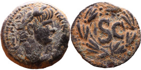 Nero (54-68) Syria: Antioch. Bronze coin. Obv: Bust of emperor. Rev: Large S C

23mm 7,69g