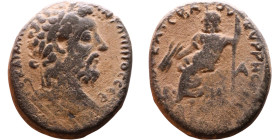 Marcus Aurelius (161-180) Bronze coin. Obv: Laureate, draped bust of emperor. Rev: Zeus seated on throne, holding sceptre and thunderbolt

21mm 10,4...