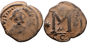 Justinian I (527-565) Follis. Obverse: DN IVSTINIANVS PP AVG, diademed, draped, and cuirassed bust right Reverse: Large M, mintmark

31mm 12,03g

...