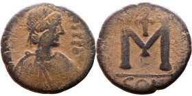 Anastasius I (491-518) Follis. Obverse: DN ANASTASVS PP AVG diademed, draped, and cuirassed bust right Reverse: Large M

23mm 7,30g

Artificial sa...