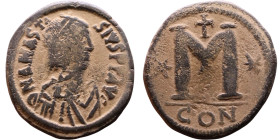 Anastasius I (491-518) Follis. Obverse: DN ANASTASVS PP AVG diademed, draped, and cuirassed bust right Reverse: Large M

31mm 18,08g

Artificial s...