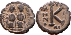Justin II and Sophia (565-578) Hallf Follis Obverse: DN IVSTINVS PP AVG Justin and Sophia on thrones Reverse: Large K, Mintmark

23mm 6,74g

Artif...