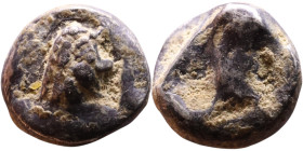 Greek bronze coin. (IV-I century BC)

9mm 1,33g