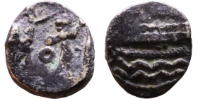 PHOENICIA: Sidon (4th century) Ar Obol Obverse: Galley l.; legend in Phoenician, Reverse. Persian king battling lion

9mm 0,62g