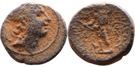 Greek bronze coin. (IV-I century BC)

19mm 7,58g

Artificial sand patina
