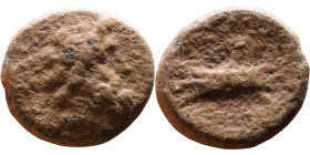 Phoenicia Arados (II Century BC) Bronze coin. Obverse: Diademed head of Poseidon right Reverse: Stern or ram of galley, unclear date below.

16mm 3,...