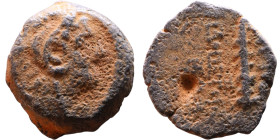Antiochos VII Sidetes (Seleukid King: 138-129 BC ) bronze coins. Obv.: Head of Lion. Rev.: BAΣIΛEΩΣ ANTIOXOY EYEPΓETOY Club

15mm 3,22g

Artificia...