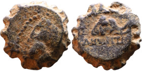 Demetrios I Soter (Seleukid King: 162-150 BC). AE bronze. Obv.: head of horse left. Rev.: head of elephant right.

14mm 3,23g